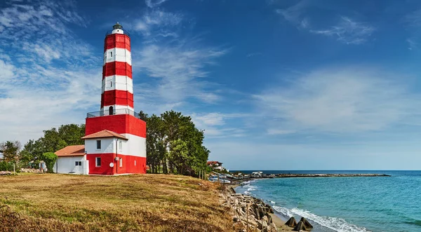 stock image Shabla Lighthouse on the west coast of Black Sea, the oldest lighthouse and easternmost point of Bulgaria