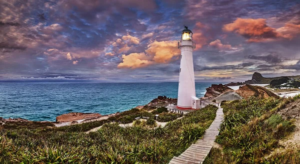 Castle Point Lighthouse Sunset Wairarapa New Zealand Stock Image