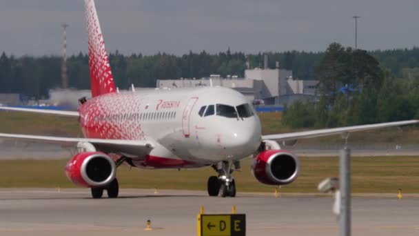 Moscow Russian Federation July 2021 Passenger Airplane Superjet 100 Russia — Vídeo de Stock