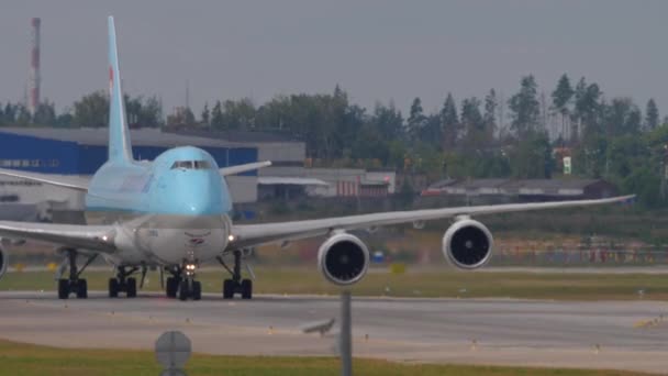 Moscow Russian Federation July 2021 Footage Boeing 747 Korean Air — 图库视频影像