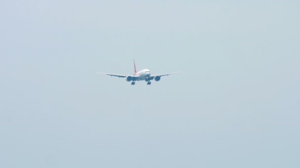 Front View Wide Body Airliner Approaching Landing Civilian Aircraft Flying — 비디오