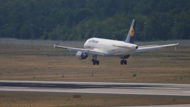 Frankfurt Main Germany July 2017 Airbus A320 Lufthansa Landing Braking — Stock video