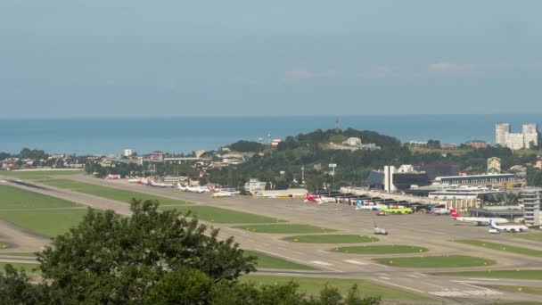 Sochi Russia July 2022 Sochi Airport Background Sea Timelapse Footage — Stockvideo