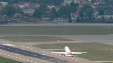 SOCHI, RUSSIA - AUGUST 03, 2022: Passenger jet plane of Yamal Airlines takeoff, departure at Sochi airport. Tourism and travel concept