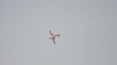 KAZAN, RUSSIAN FEDERATION, JUNE 14, 2019: Extreme sports plane stunts at the Red Bull air show