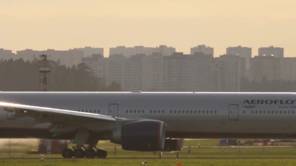 Moscow Russian Federation September 2020 Jet Aircraft Boeing 777 Aeroflot — Stock Video