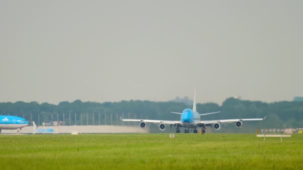 Amsterdam Netherlands Липня 2017 Боїнг 747 Авіакомпанії Klm Airlines Злітно — стокове відео