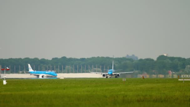 Amsterdam Netherlands July 2017 Long Shot Jet Plane Klm Airlines — Stockvideo