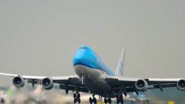 AMSTERDAM, THE NETHERLANDS - JULY 27, 2017: Boeing 747 of KLM Airlines taking off. Passenger flight departing at Schiphol Airport, Amsterdam