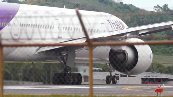 Phuket Thailand December 2016 Big Body Boeing 777 Thai Airways — 图库视频影像