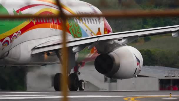 Phuket Thailand December 2016 Plane Bangkok Airways Guilin Livery Taxiing — Vídeos de Stock