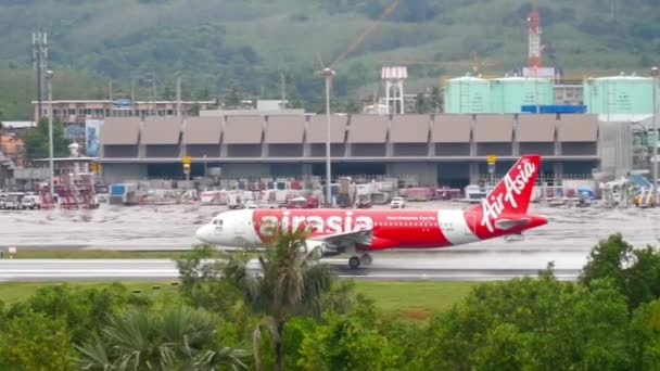 Phuket Thailand December 2016 Passenger Plane Airbus A320 Airasia Departure — 图库视频影像