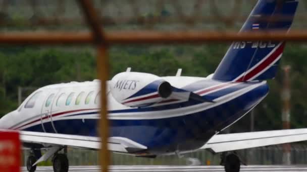 Phuket Thailand December 2016 Business Jet Citation Cj3 Mjets Taxiing — Vídeo de stock