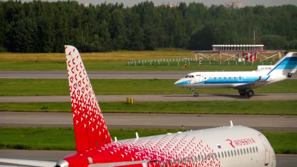Saint Petersburg Russia July 2022 Airplane Yak Vologda Air Taxiing — стокове відео