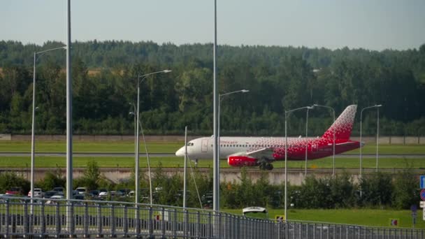 Saint Petersburg Russia July 2022 Passenger Jet Plane Rossiya Taxiing — Αρχείο Βίντεο
