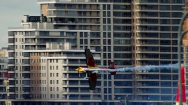 KAZAN, RUSSIAN FEDERATION, JUNE 15, 2019: Sports light aircraft. Aerobatics in the sky. Race competition Red Bull Air in Kazan