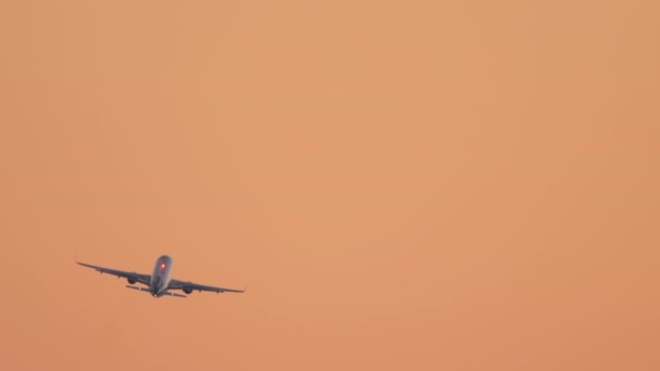 Vue Arrière Avion Décollant Escalade Avion Départ Silhouette Avion Tourisme — Video