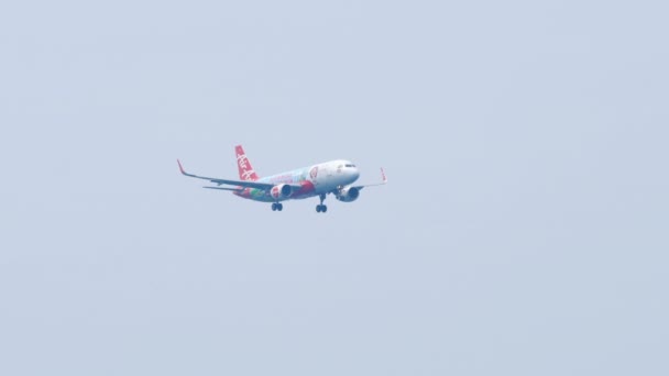 Phuket Thailand Januari 2023 Kommersiellt Plan Airbus A320 Airasia Hållbar — Stockvideo