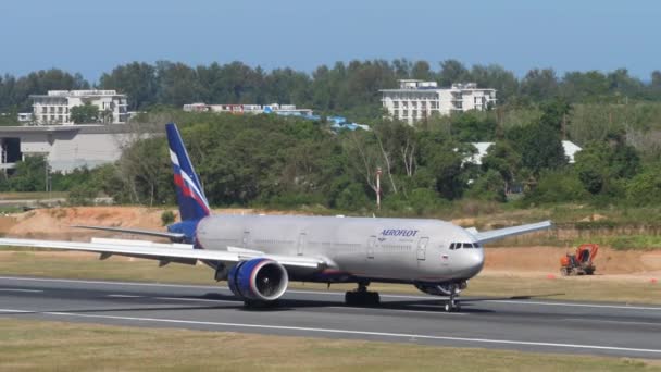Phuket Thailand Şubat 2023 Geniş Gövdeli Boeing 777 Aeroflot Taksisi — Stok video