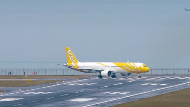 Phuket Thailand Φεβρουαριου 2023 Airbus A321 Ncj Scoot Taxiing Στον — Αρχείο Βίντεο