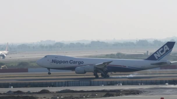 Bangkok Thailandia Gennaio 2023 Boeing 747 Ja17Kz Nippon Cargo Airlines — Video Stock