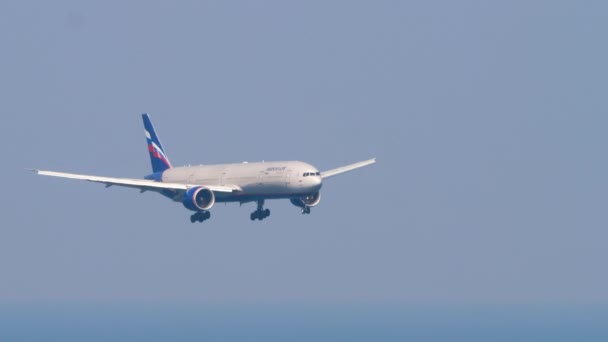 Huket Thailand Februari 2023 Boeing 777 Van Aeroflot Nadert Voor — Stockvideo