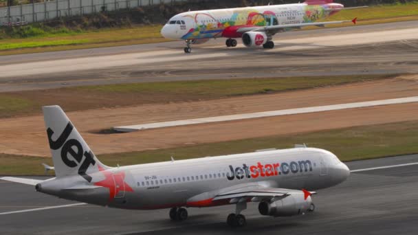 Phuket Thailand February 2023 Jetstar 항공기가 공항에서 비행기가 했습니다 A320 — 비디오