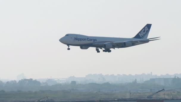 Bangkok Thailand Ιανουαριου 2023 Jumbo Jet Boeing 747 Της Nippon — Αρχείο Βίντεο