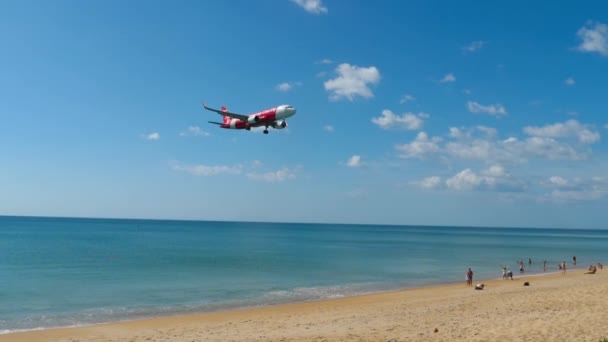Phuket Thailand Február 2023 Airbus A320 Bbq Airasia Közeledik Leszállás — Stock videók
