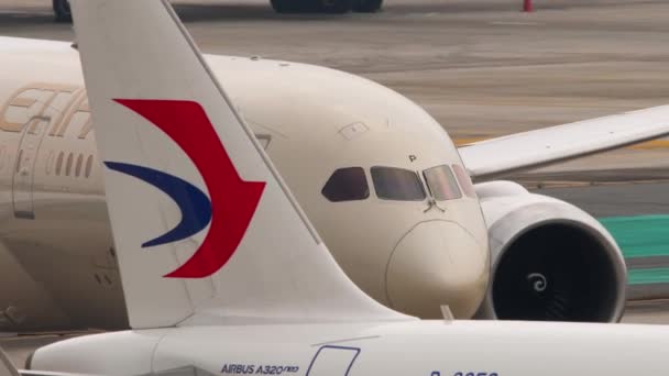 Phuket Thailand Φεβρουαριου 2023 Αεροπλάνο Ευρείας Ατράκτου Boeing 787 Της — Αρχείο Βίντεο
