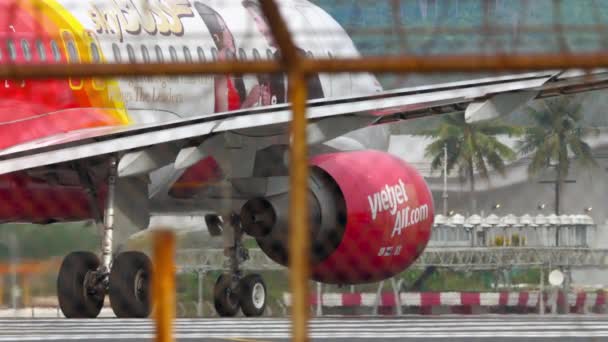 Phuket Thailand Januari 2023 Airbus A320 Från Vietjet Air Sky — Stockvideo