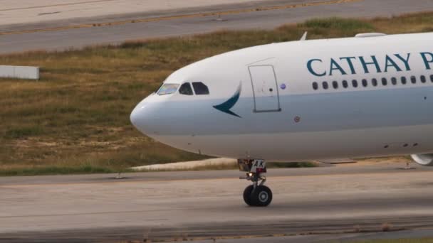 Пхукет Таиланд Февраля 2023 Года Airbus A330 Cathay Pacific Taxiing — стоковое видео