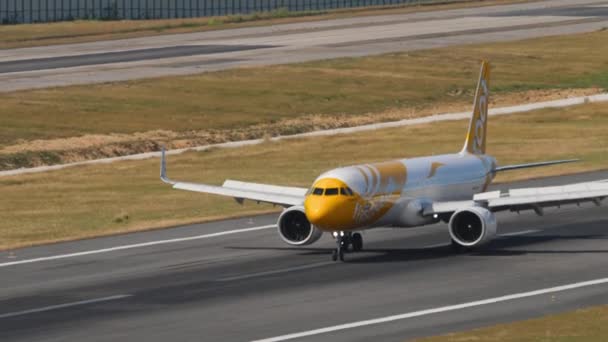 Phuket Tajlandia Luty 2023 Airbus A321 Ncd Scoot Przybywa Hamowanie — Wideo stockowe