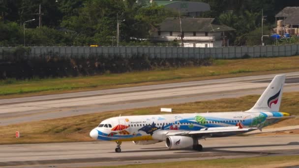 Phuket Tailandia Febrero 2023 Vista Lateral Airbus A320 Bangkok Airways — Vídeos de Stock