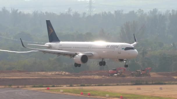 Phuket Thailand Ruari 2023 Sidovy Över Airplane Airbus A321Neo Air — Stockvideo