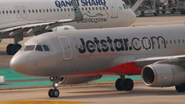 Phuket Thailand Február 2023 Kereskedelmi Repülőgép Airbus A320 Jsk Jetstar — Stock videók