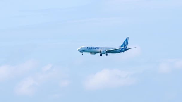 Phuket Thailandia Febbraio 2023 Riprese Del Boeing 737 Scat Avvicinamento — Video Stock