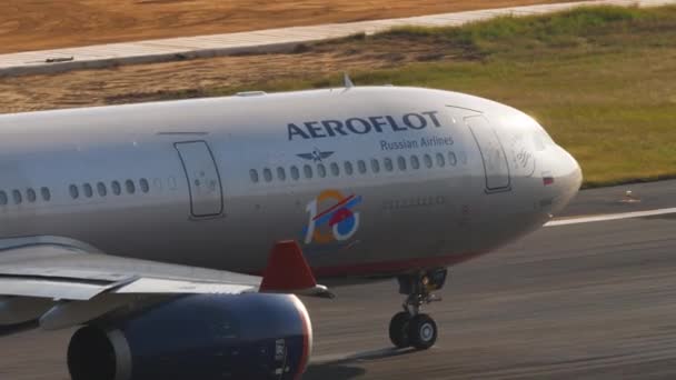 Phuket Thailand February 2023 Аероплан A330 73785 Аерофлот Злітно Посадковій — стокове відео
