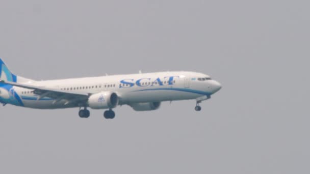 Пхукет Таиланд Февраля 2023 Года Гражданский Самолет Boeing 737 B3727 — стоковое видео