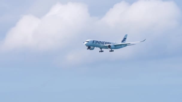 Phuket Thailand February 2023 Footage Civil Aircraft Airbus A350 Finnair — 비디오