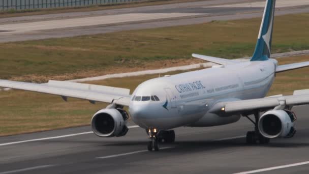 Phuket Thailand February 2023 Middle Shot Airbus A330 Cathay Pacific — 비디오
