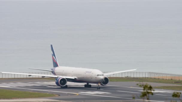 Phuket Tajlandia Listopad 2017 Boeing 777 Aeroflot Pasie Startowym Start — Wideo stockowe