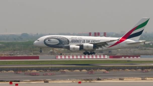 Bangkok Thailand Maart 2023 Airbus A380 Euy Van Emirates Reis — Stockvideo