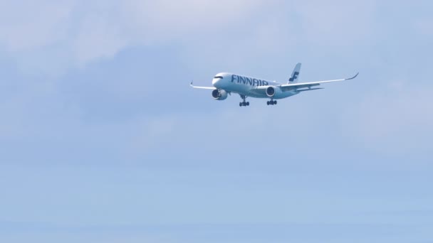 Phuket Thailand Fevereiro 2023 Airbus A350 Aterrissagem Finnair Avião Passageiros — Vídeo de Stock