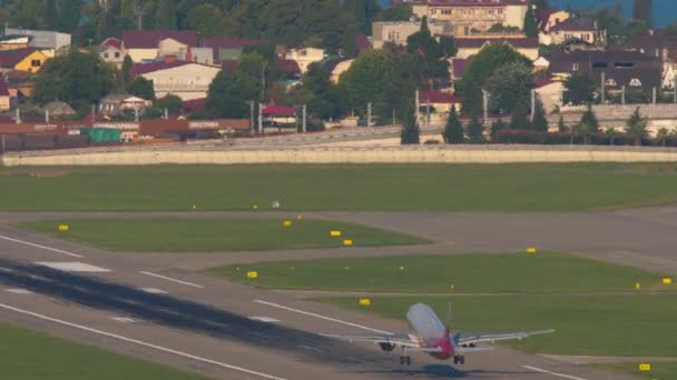 Sochi Russia July 2022 Rossiya Passenger Jet Takes Adler Airport — Stock Video
