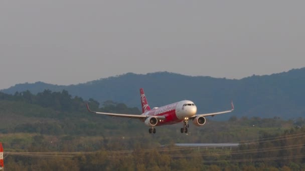 Phuket Thailandia Febbraio 2023 Aereo Passeggeri Airbus A320 Avvicinamento Prima — Video Stock