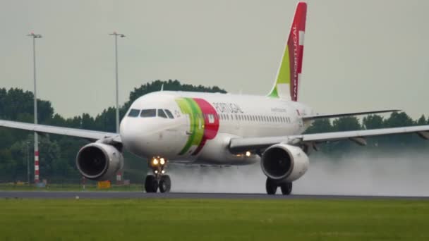 Amsterdam Κατω Χωρεσ Ιουλίου 2017 Airbus A319 Ttc Tap Air — Αρχείο Βίντεο