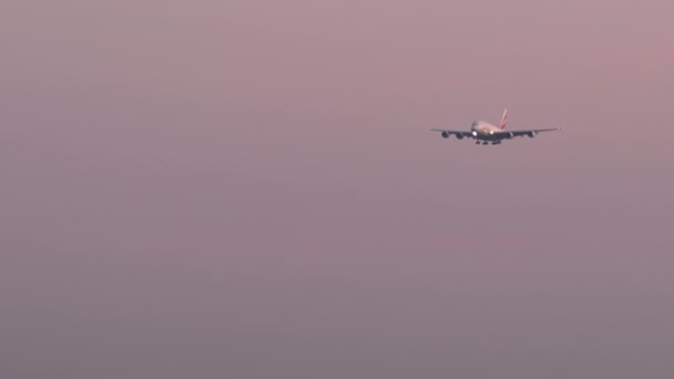 Бангкок Таиланд Января 2023 Года Airbus A380 Eup Emirates Approaching — стоковое видео