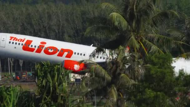 Phuket Tailandia Diciembre 2018 Boeing 737 9Gper Ltk Thai Lion — Vídeo de stock