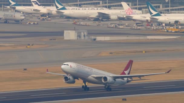 Hong Kong Νοεμβρίου 2019 Εμπορικό Αεροσκάφος Airbus A330 Της Cathay — Αρχείο Βίντεο